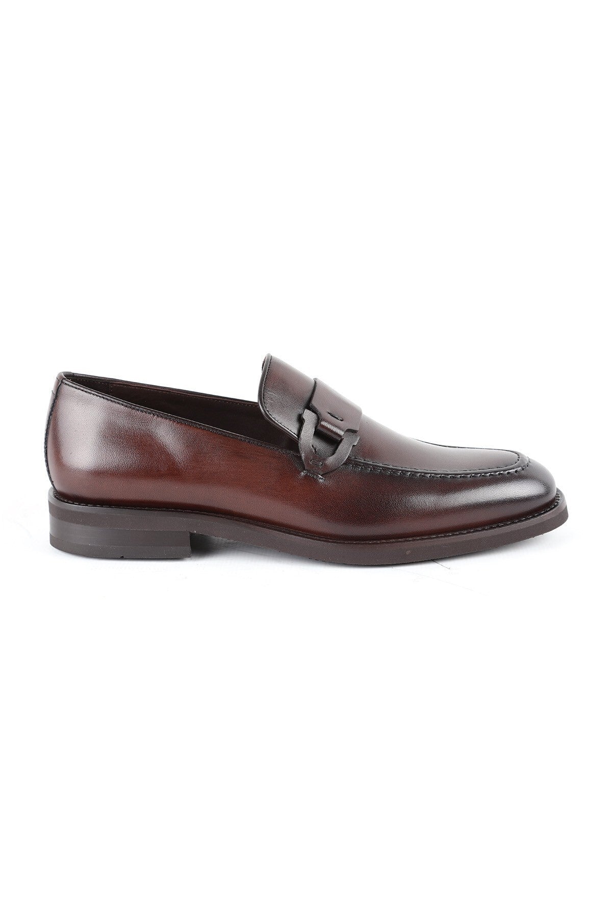 Men's Loafer Shoes Genuine Leather Buckle Fastening Lightweight Eva Sole Comfortable Casual and Suit Dress Moccasin - MALLTURK