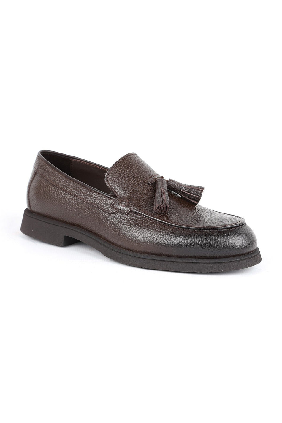 Men's Loafer Shoes Genuine Leather Tasseled Moccasins Stitched Practical Slip-On Lightweight Flexible Eva Sole L591 - MALLTURK