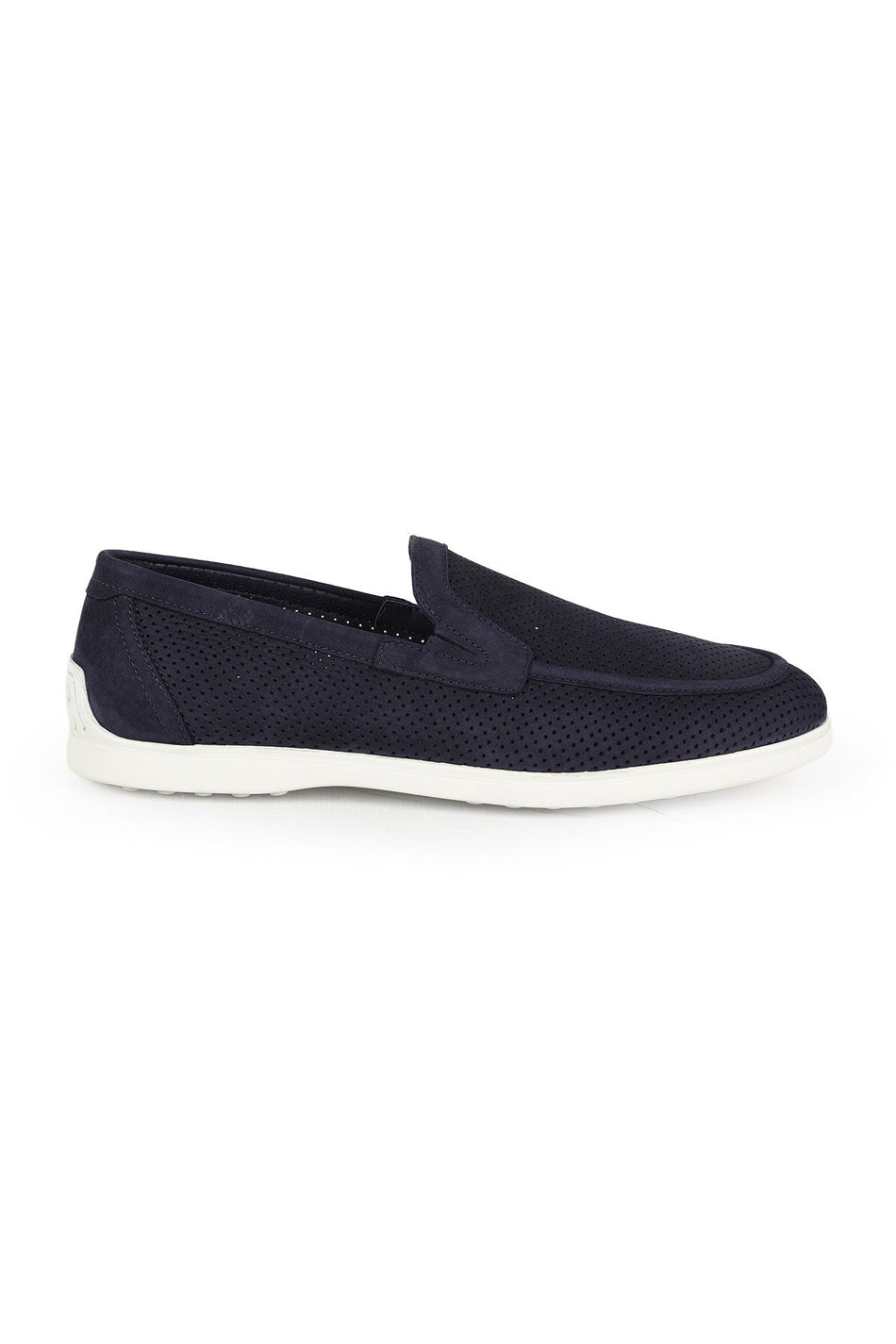 Men's Loafer Shoes Genuine Nubuck Leather Moccasins Summer Perforated Laceless Flexible Rubber Sole L6011 - MALLTURK