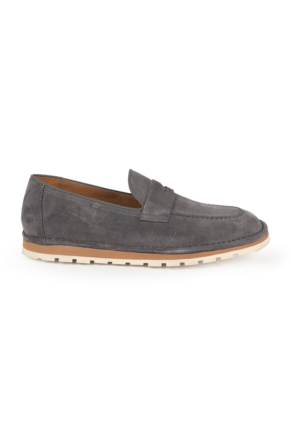 Men's Loafer Shoes Genuine Suede Leather Moccasin Penny Banded Flexible Gear Thermo Sole L6015 - MALLTURK