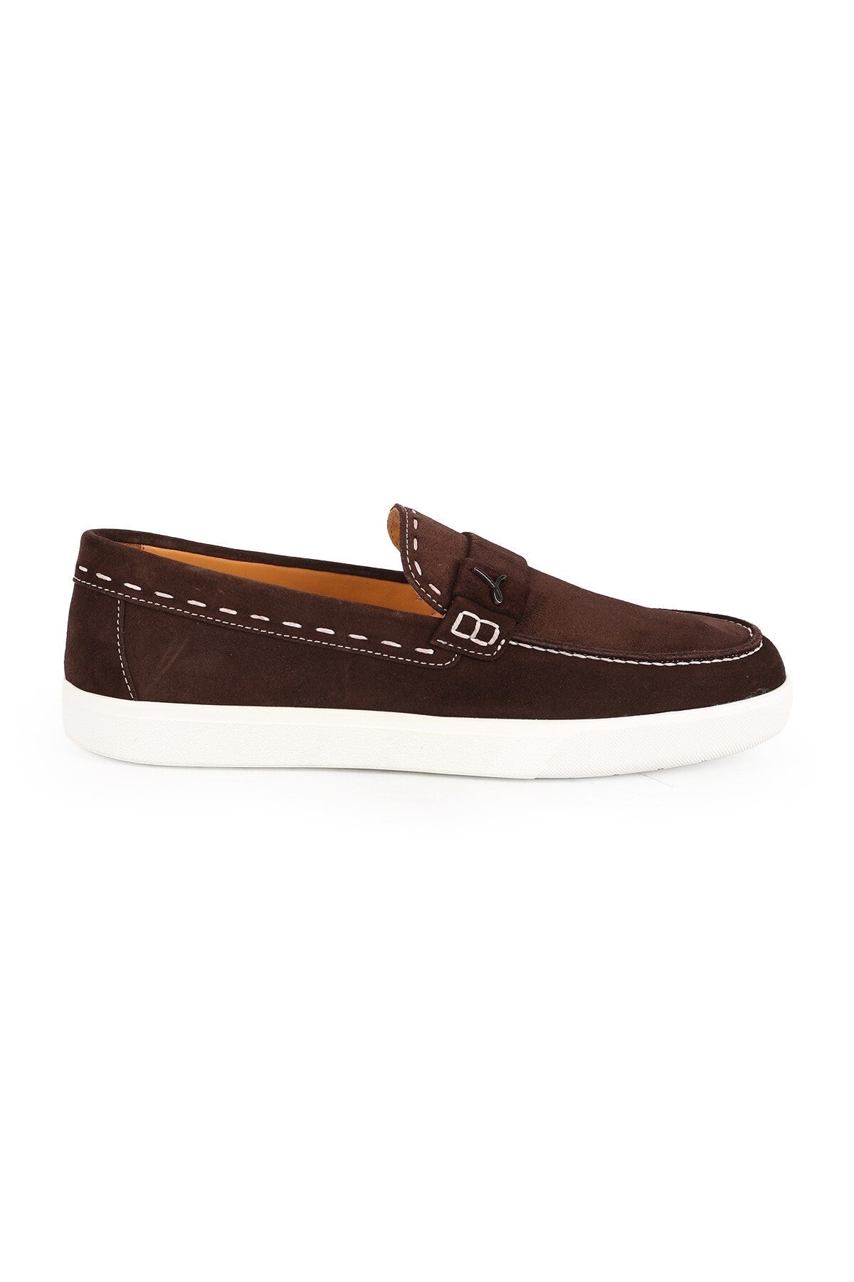 Men's Loafer Shoes Genuine Suede Leather Moccasin Stitched Laceless White Rubber Sole Summer H1128 - MALLTURK