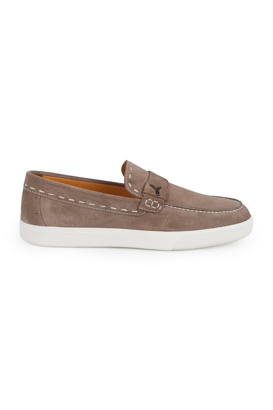 Men's Loafer Shoes Genuine Suede Leather Moccasin Stitched Laceless White Rubber Sole Summer H1128 - MALLTURK