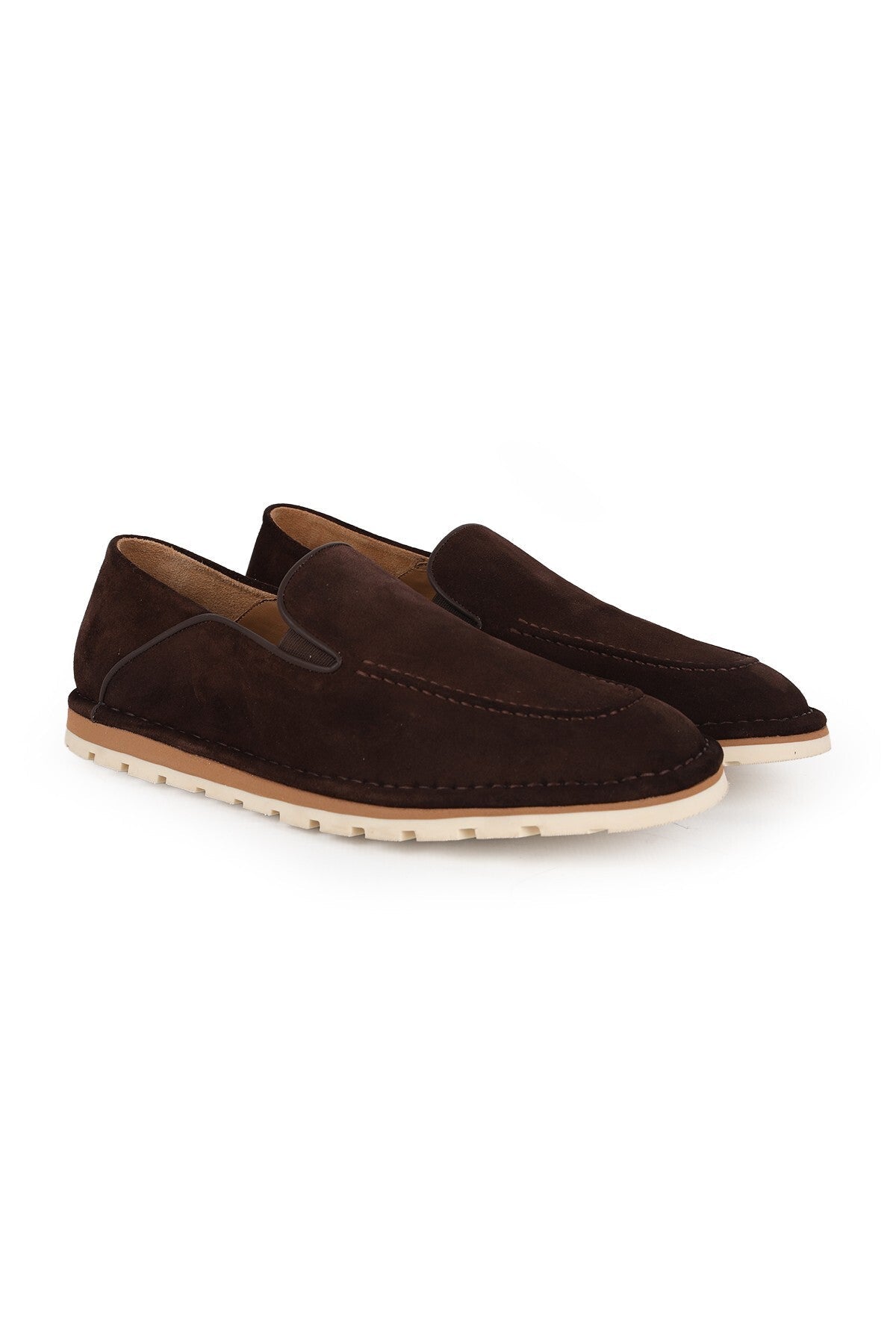 Men's Loafer Shoes Genuine Suede Leather Moccasins Laceless Flexible Non-Slip Threaded Thermo Sole L5988 - MALLTURK