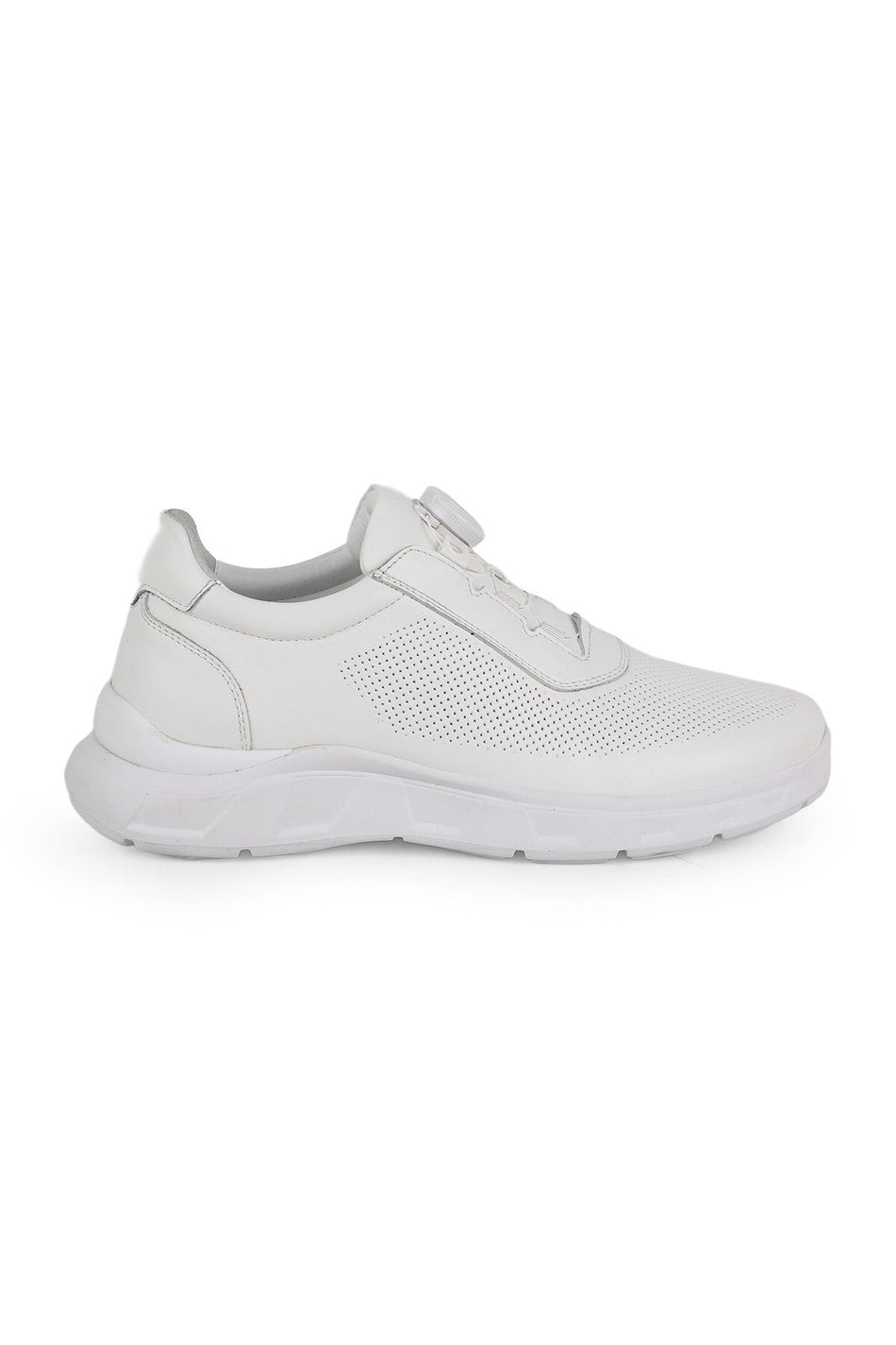 Men's Sneaker 100% Genuine Leather with Rotating Lock Mechanism, Breathable, Lightweight Eva Sole - MALLTURK