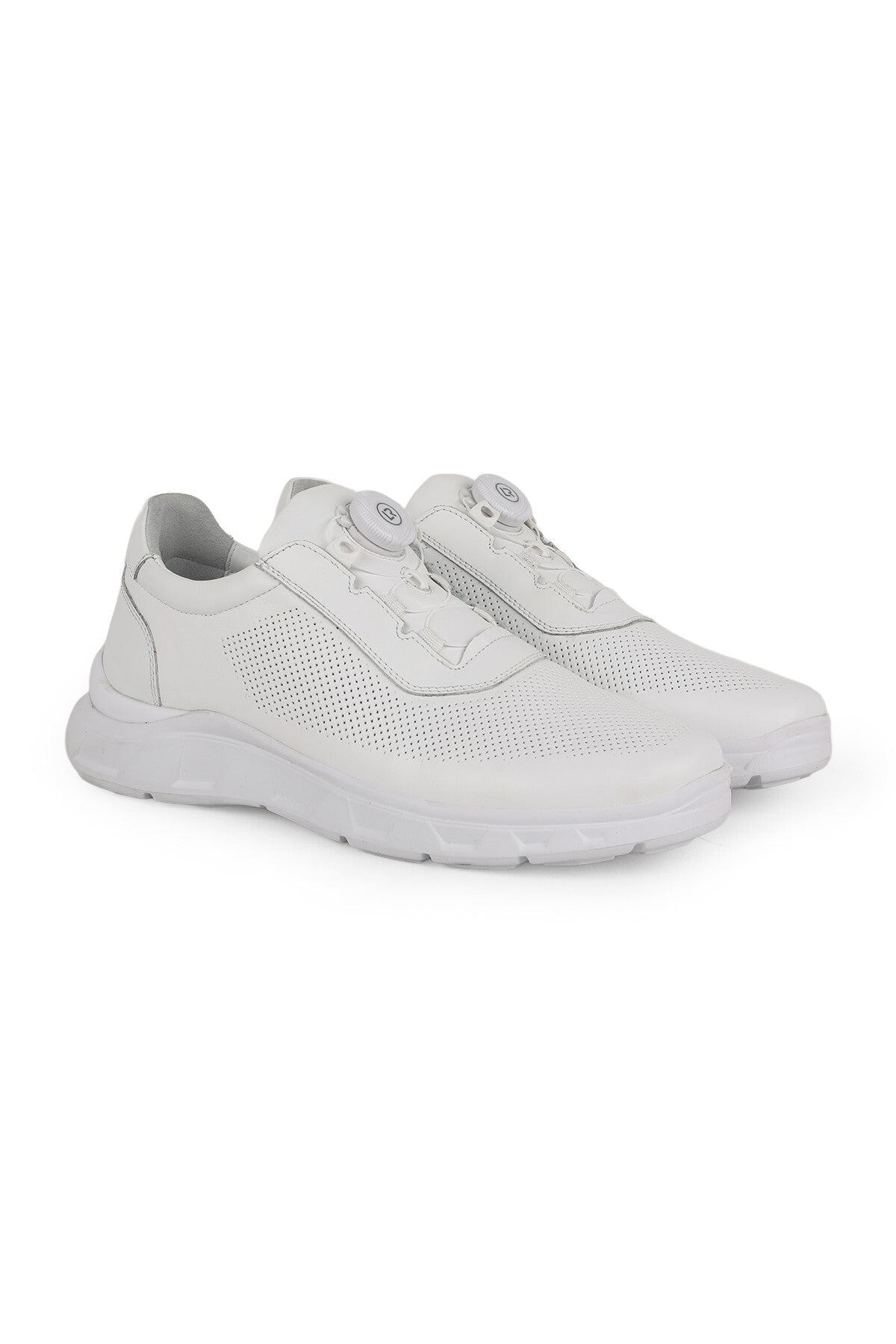 Men's Sneaker 100% Genuine Leather with Rotating Lock Mechanism, Breathable, Lightweight Eva Sole - MALLTURK