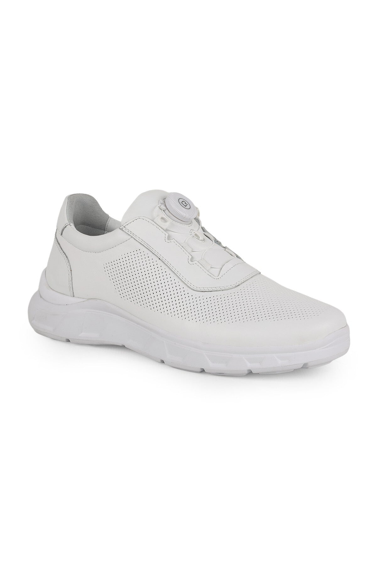 Men's Sneaker 100% Genuine Leather with Rotating Lock Mechanism, Breathable, Lightweight Eva Sole - MALLTURK