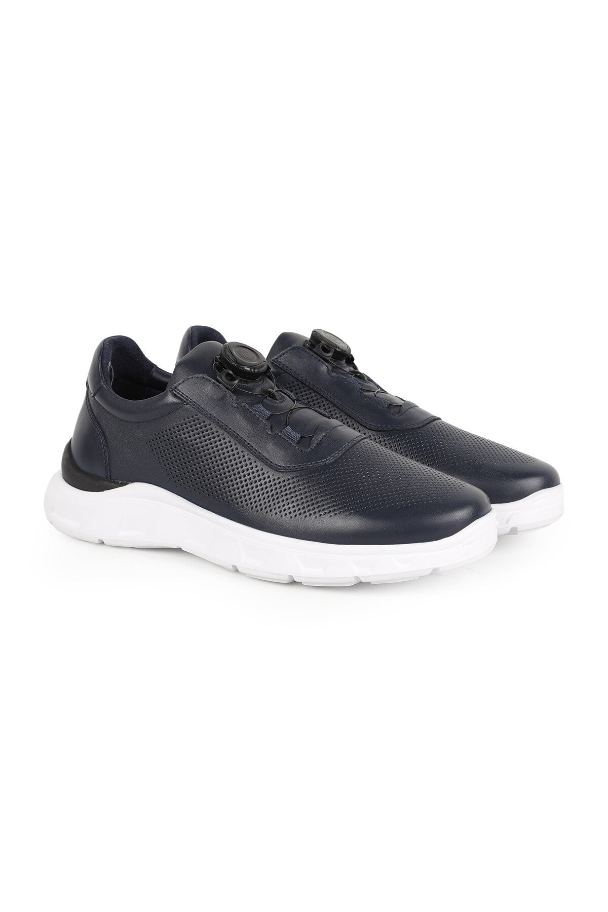 Men's Sneaker 100% Genuine Leather with Rotating Lock Mechanism, Breathable, Lightweight Eva Sole - MALLTURK