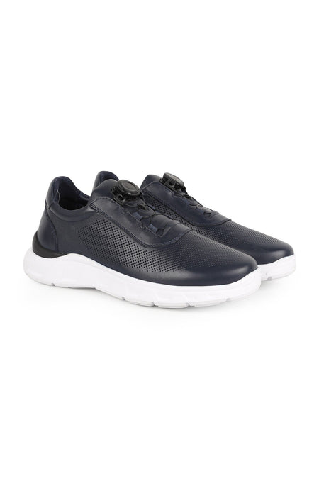 Men's Sneaker 100% Genuine Leather with Rotating Lock Mechanism, Breathable, Lightweight Eva Sole - MALLTURK