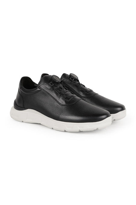 Men's Sneaker 100% Genuine Leather with Rotating Lock Mechanism, Breathable, Lightweight Eva Sole - MALLTURK