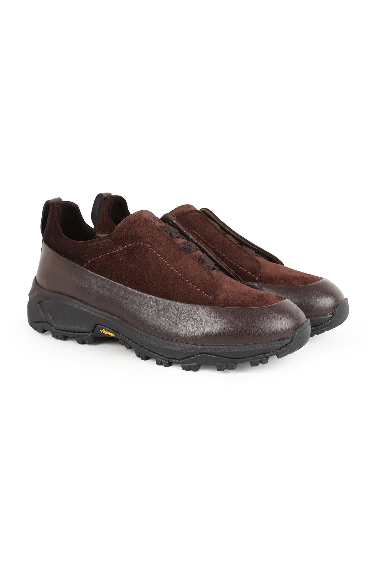 Men's Sneaker Genuine Leather Suede Combination Practical Slip-On Protected Serrated Eva Vibram Sole Shoes L - MALLTURK
