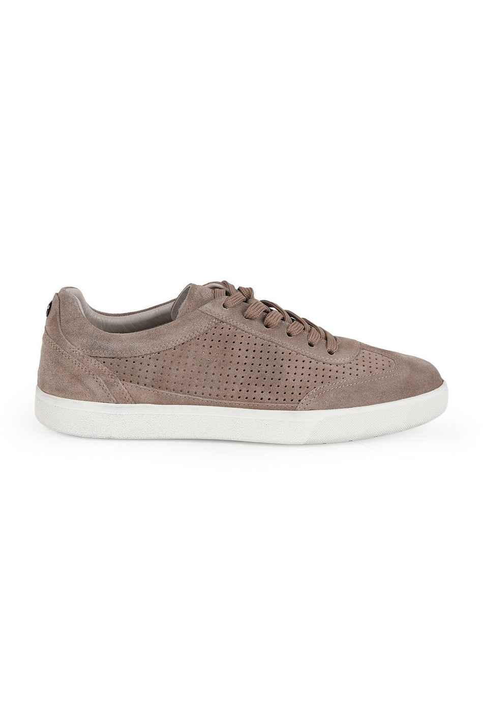 Men's Sneaker Mink 100% Genuine Suede Leather Perforated Breathable Lace-Up White Rubber Sole Shoes - MALLTURK