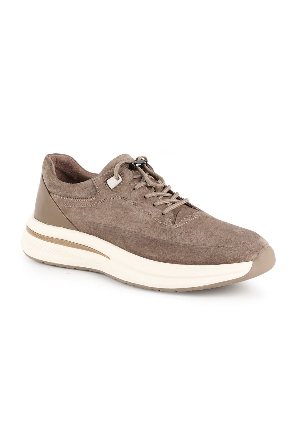 Men's Sneaker Mink Genuine Suede Leather Lockable Rubber Laces Lightweight Thick White Eva Sole H1106 - MALLTURK