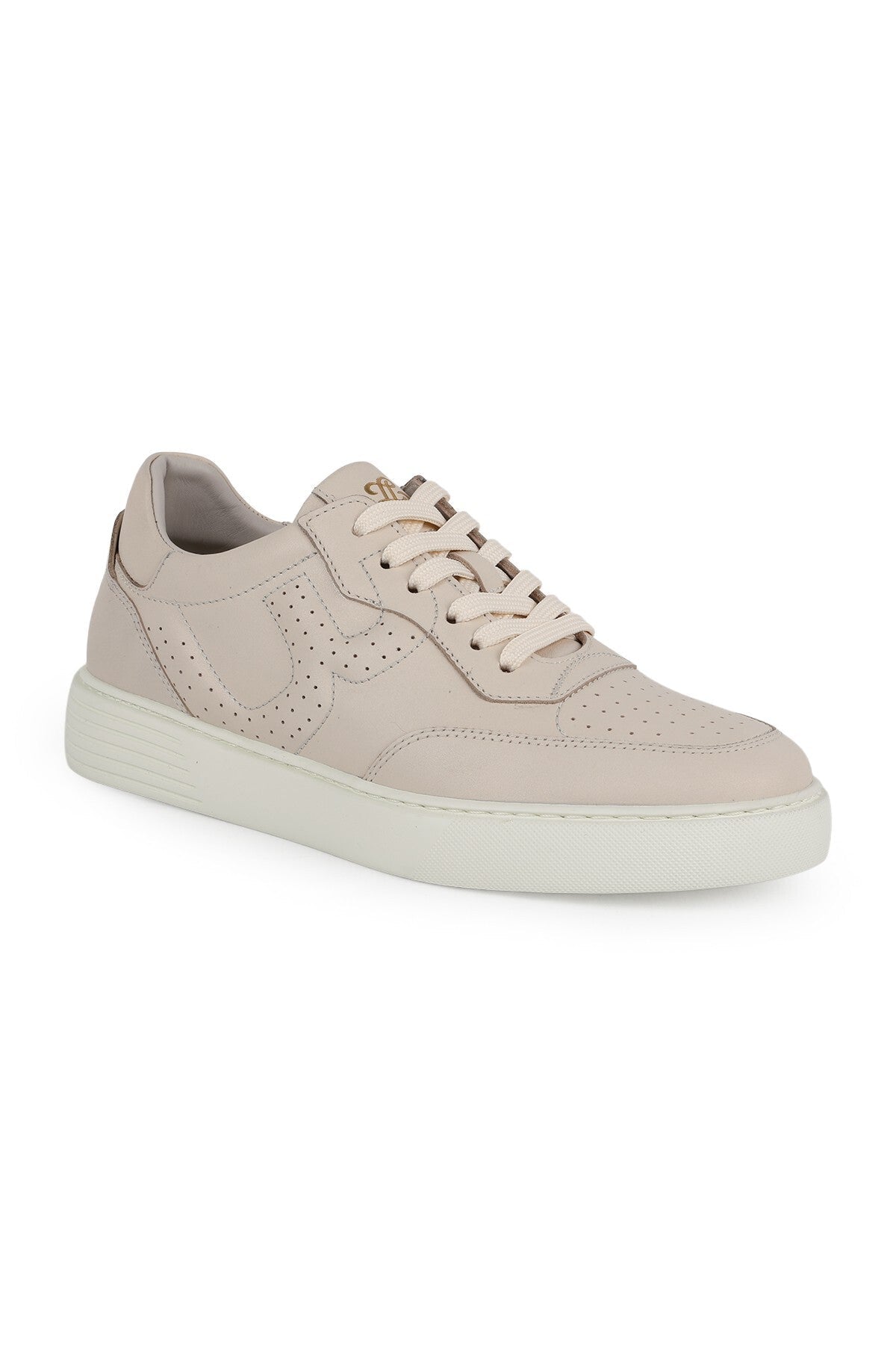 Men's Sneaker Shoes Genuine Leather Antique Lace-Up Perforated White Sole Lightweight Eva Flat Sole L5953 - MALLTURK