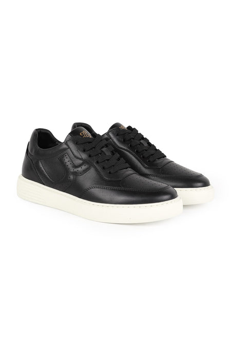 Men's Sneaker Shoes Genuine Leather Antique Lace-Up Perforated White Sole Lightweight Eva Flat Sole L5953 - MALLTURK