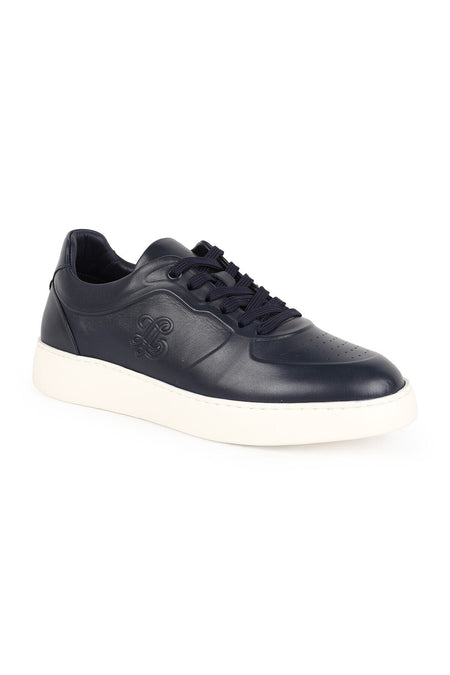 Men's Sneaker Shoes Genuine Leather Antique Logo Perforated Lace-Up White Sole Lightweight Eva L5962 - MALLTURK