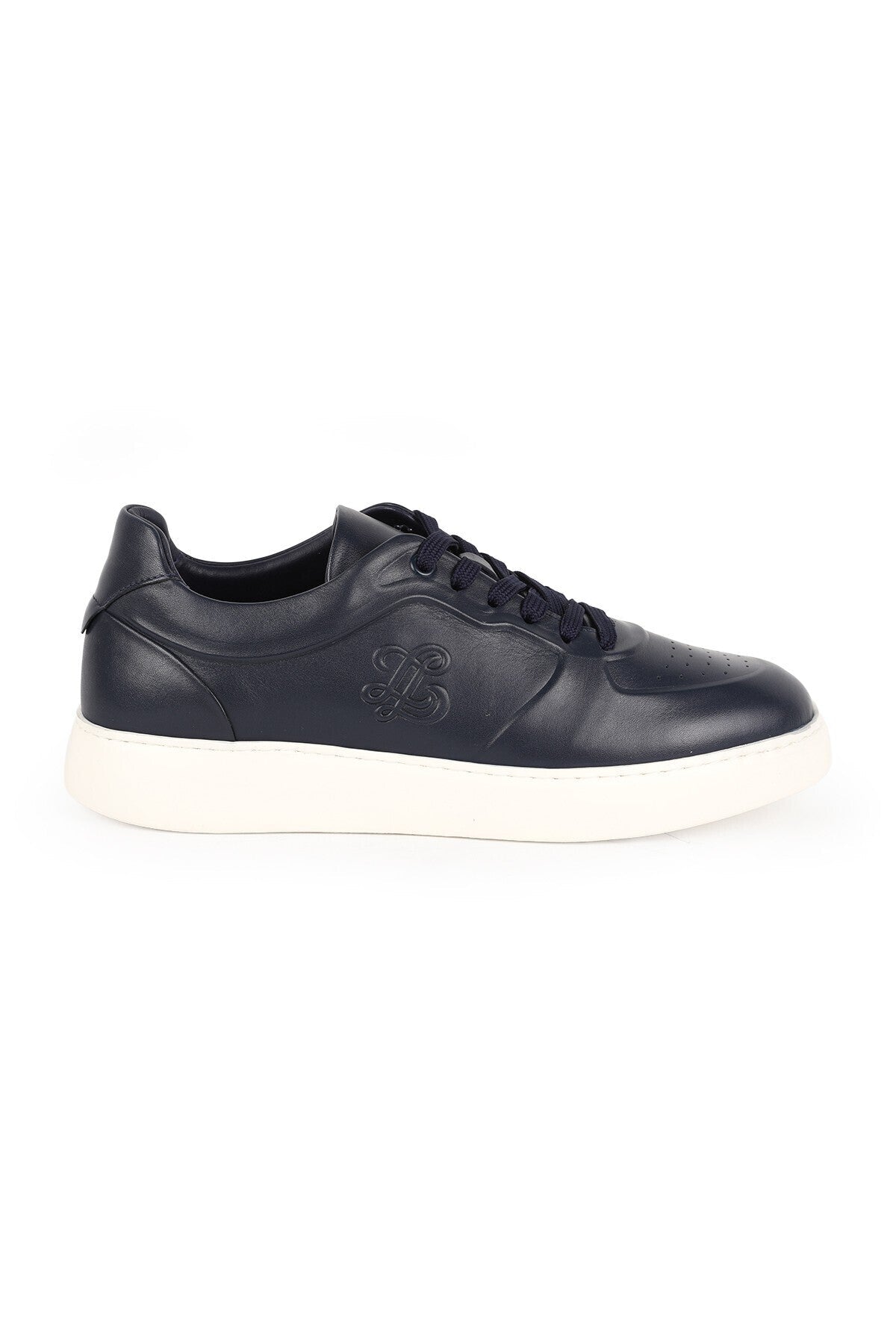 Men's Sneaker Shoes Genuine Leather Antique Logo Perforated Lace-Up White Sole Lightweight Eva L5962 - MALLTURK