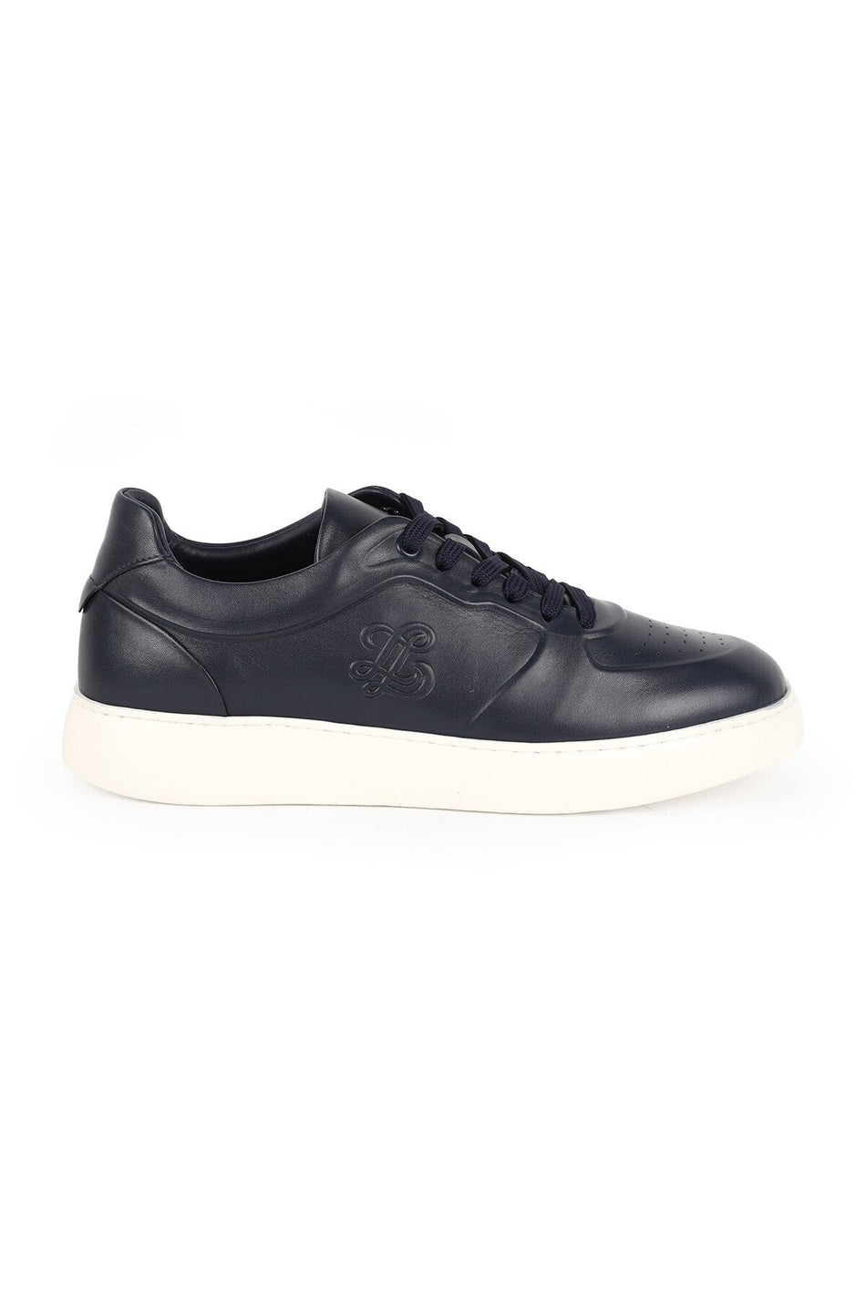 Men's Sneaker Shoes Genuine Leather Antique Logo Perforated Lace-Up White Sole Lightweight Eva L5962 - MALLTURK