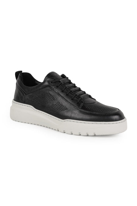 Men's Sneaker Shoes Genuine Leather Antique Perforated Lace-Up White Thick Sole Lightweight Eva Summer L5862 - MALLTURK