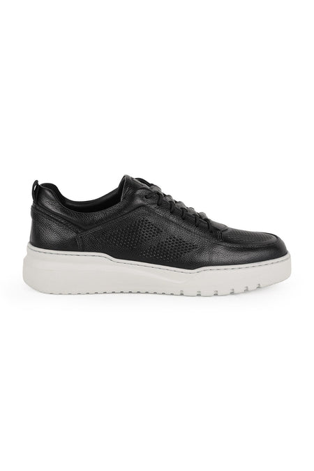 Men's Sneaker Shoes Genuine Leather Antique Perforated Lace-Up White Thick Sole Lightweight Eva Summer L5862 - MALLTURK