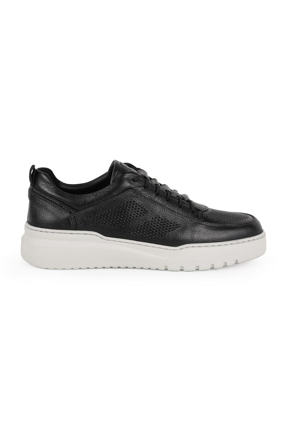 Men's Sneaker Shoes Genuine Leather Antique Perforated Lace-Up White Thick Sole Lightweight Eva Summer L5862 - MALLTURK