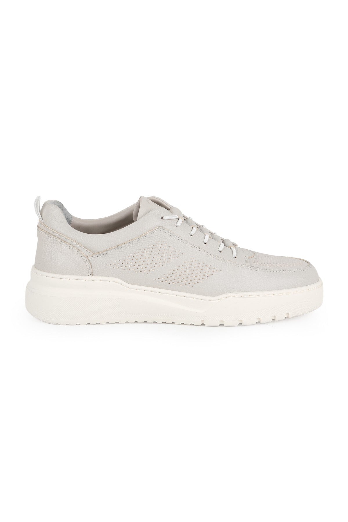 Men's Sneaker Shoes Genuine Leather Antique Perforated Lace-Up White Thick Sole Lightweight Eva Summer L5862 - MALLTURK