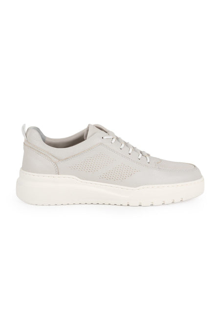Men's Sneaker Shoes Genuine Leather Antique Perforated Lace-Up White Thick Sole Lightweight Eva Summer L5862 - MALLTURK