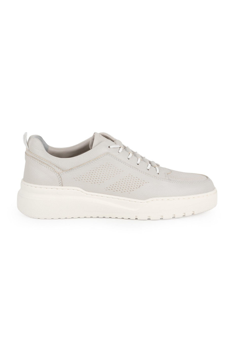 Men's Sneaker Shoes Genuine Leather Antique Perforated Lace-Up White Thick Sole Lightweight Eva Summer L5862 - MALLTURK