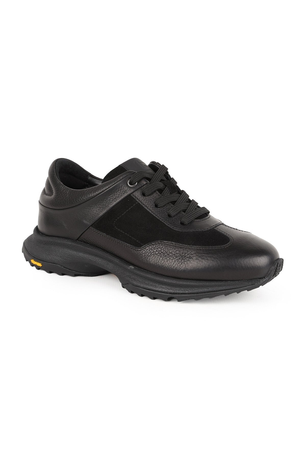 Men's Sneaker Shoes Genuine Leather Nubuck Garnished Black Lace-Up Lightweight Thick Sole L5687 - MALLTURK