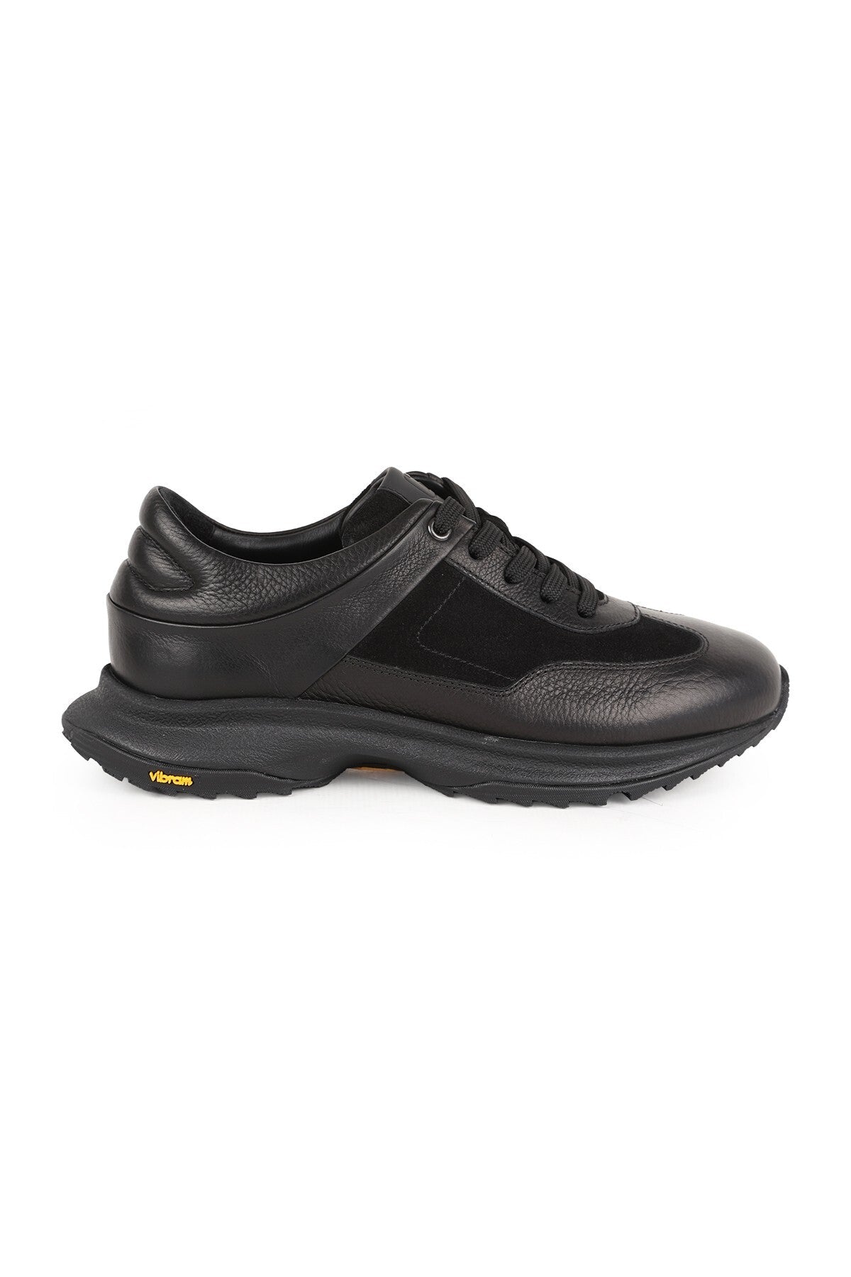 Men's Sneaker Shoes Genuine Leather Nubuck Garnished Black Lace-Up Lightweight Thick Sole L5687 - MALLTURK