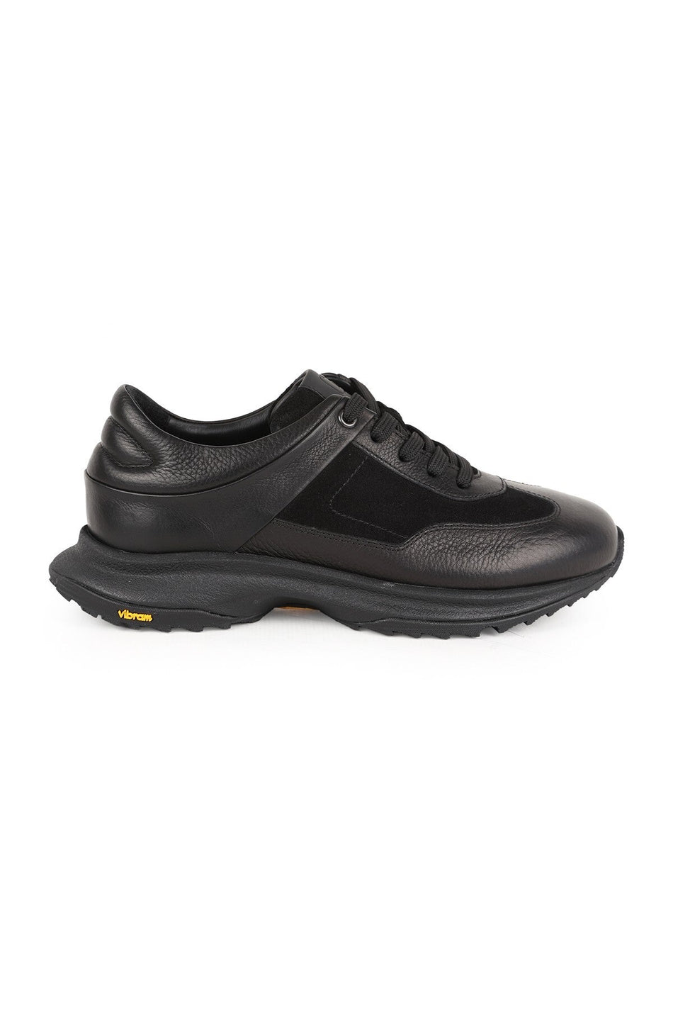 Men's Sneaker Shoes Genuine Leather Nubuck Garnished Black Lace-Up Lightweight Thick Sole L5687 - MALLTURK