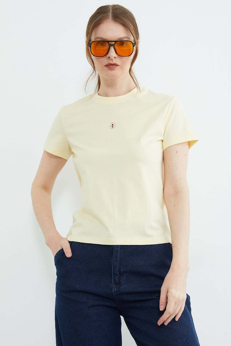 Metal-Accented Crew Neck T-Shirt - MALLTURK