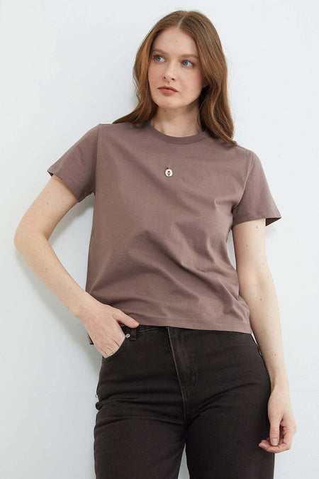 Metal-Accented Crew Neck T-Shirt - MALLTURK