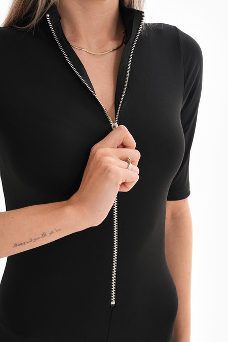 Metal Zip Long Sleeve Jumpsuit Swimsuit Lycra Casual / Sports Use - MALLTURK