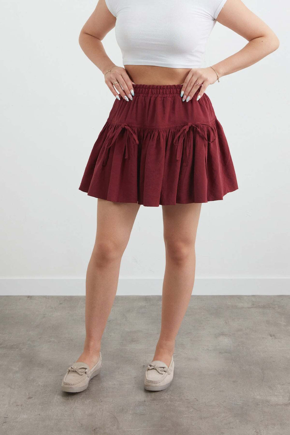 Modal Skirt with Ribbon Detail and Ruffled Shorts - MALLTURK