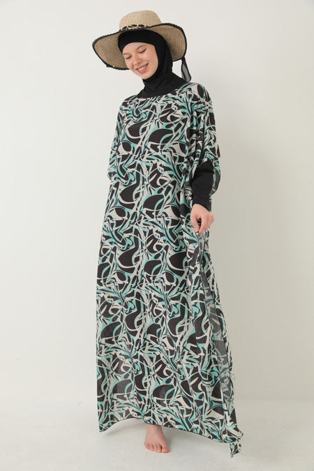 MODEST SWIMSUIT WITH Patterned PAREO - MALLTURK