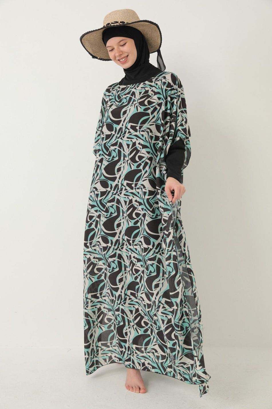MODEST SWIMSUIT WITH Patterned PAREO - MALLTURK