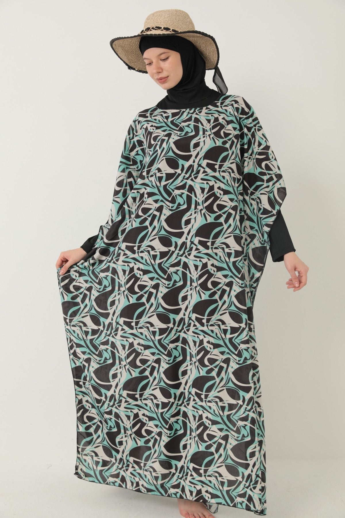 MODEST SWIMSUIT WITH Patterned PAREO - MALLTURK