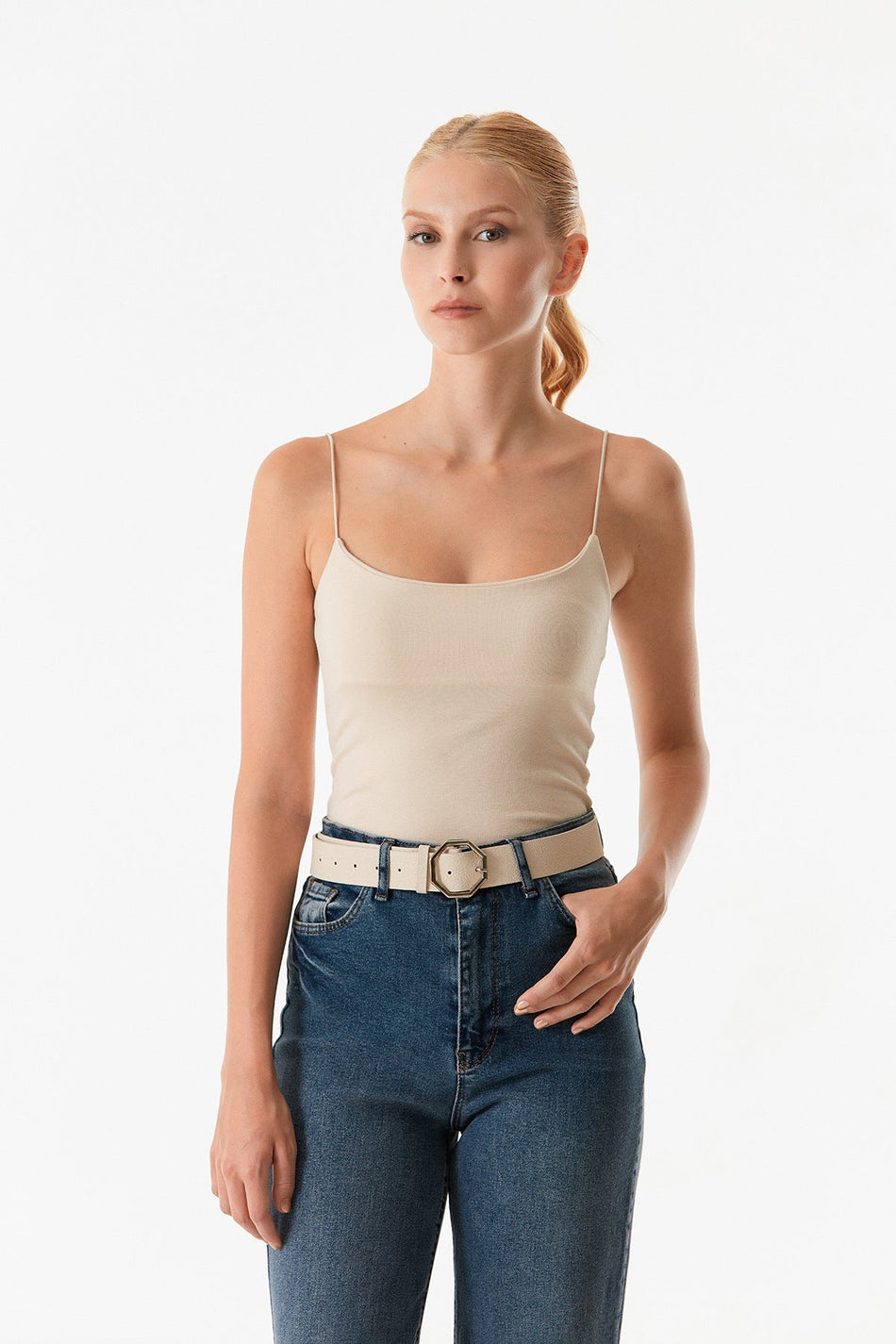 Octagonal Buckle Faux Leather Belt - MALLTURK