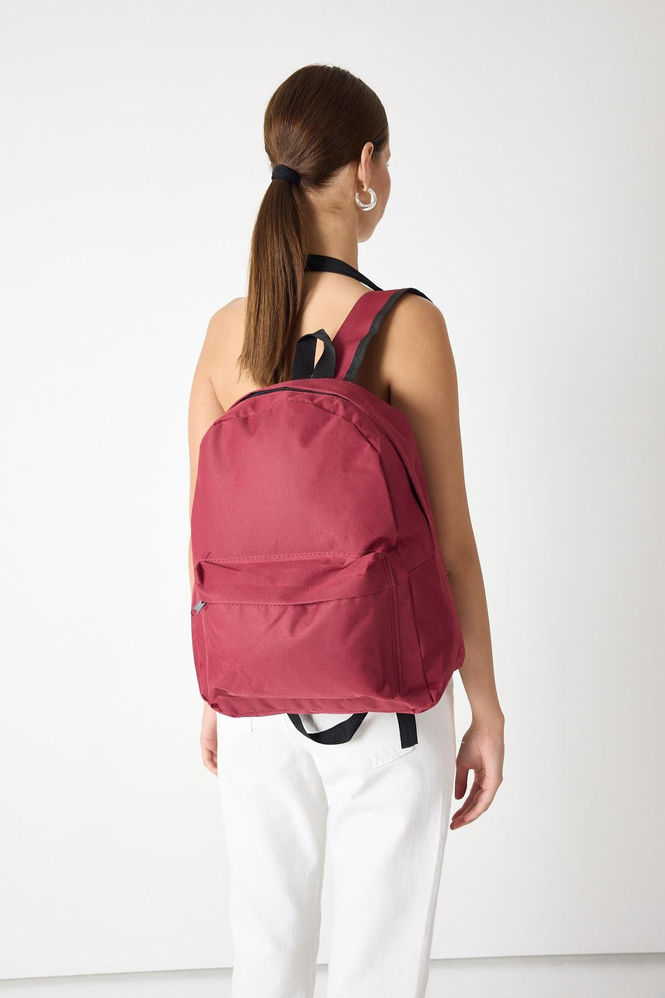 Önü Fermuarlı İki Bölmeli Unisex Bordo Sırt Çantası TBPWCNT025 - MALLTURK