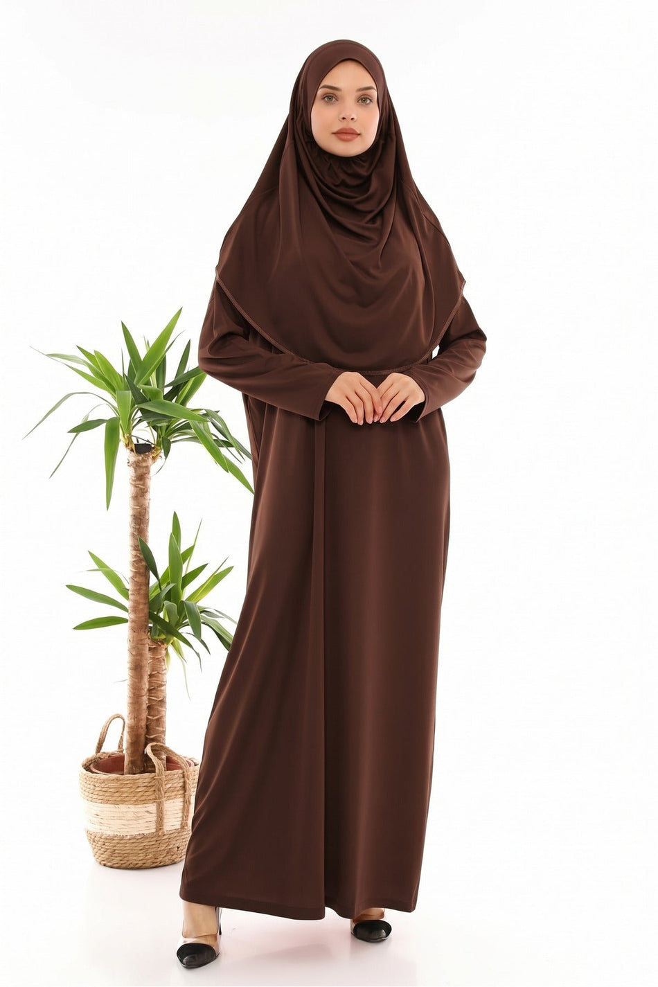 One-Piece Prayer Dress, Full Length, Brown - MALLTURK