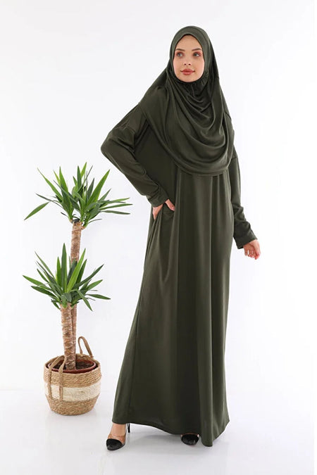 One Piece Prayer Dress Khaki - MALLTURK