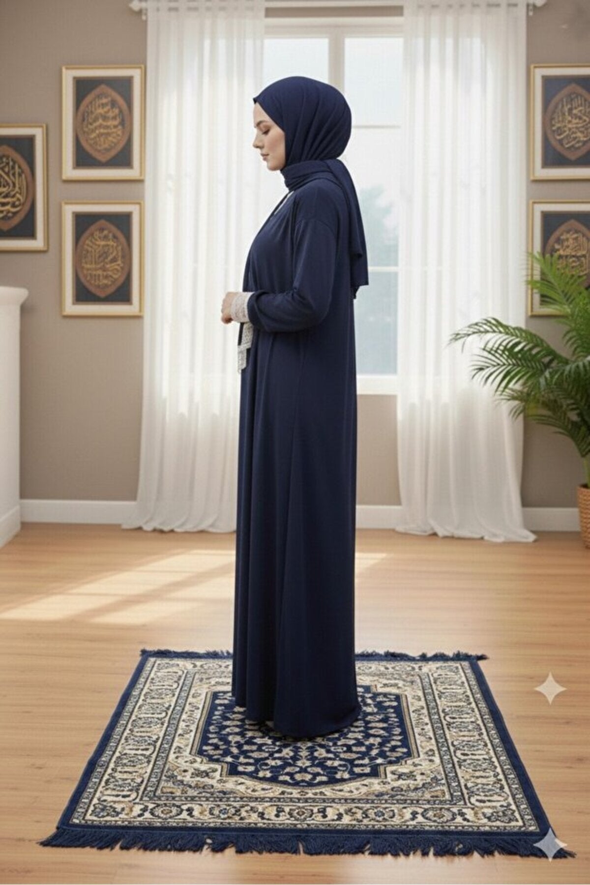 One Piece Prayer Dress with Shawl and Lace, Elasticized Cuffs - MALLTURK