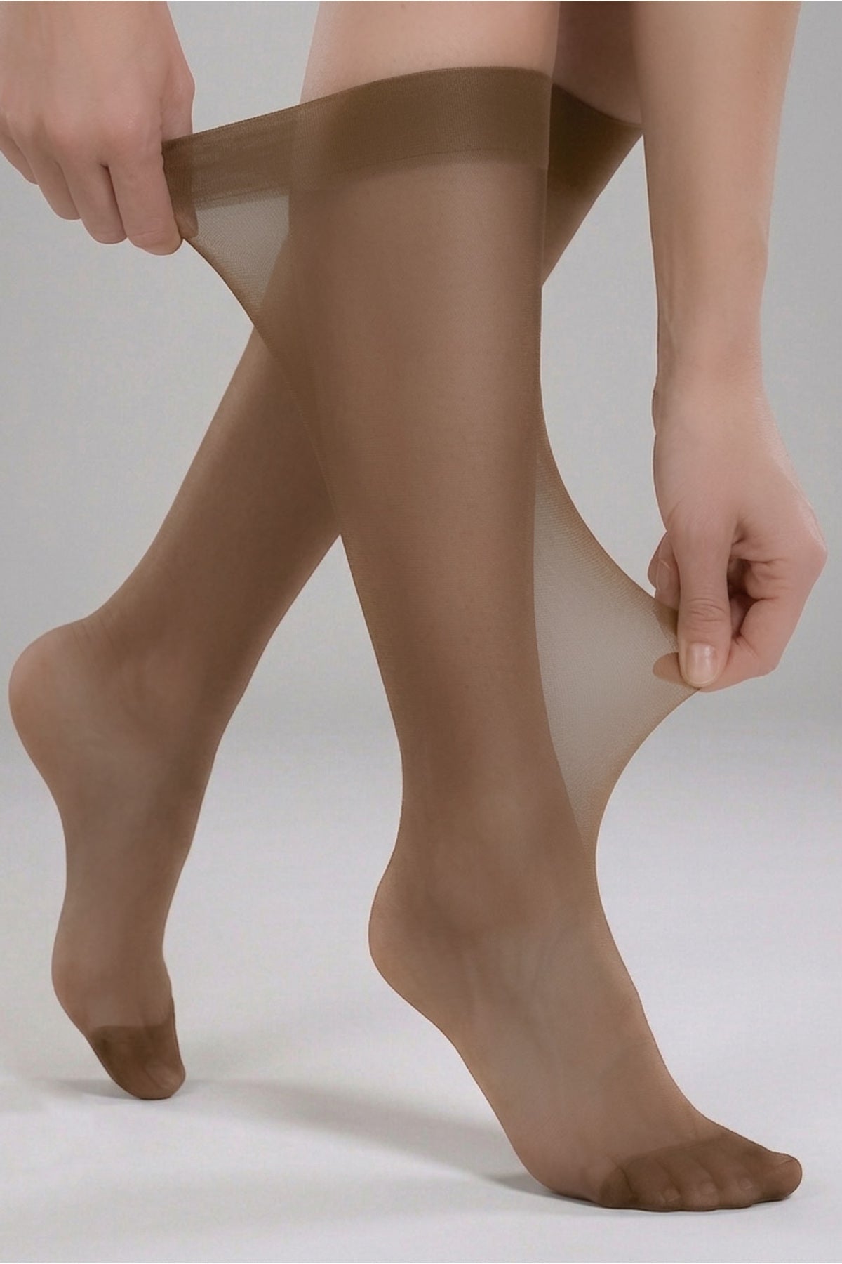 Onion Shell F 15 3-Piece Below Knee Shiny Toe Comfortable Elastic Socks - MALLTURK
