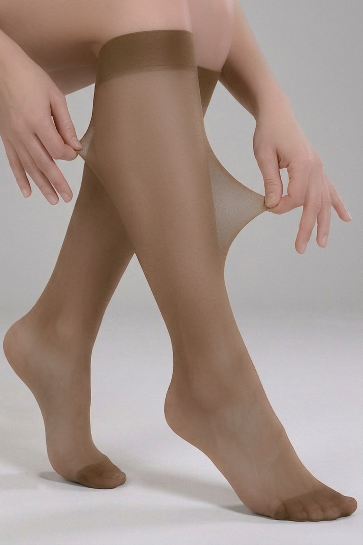 Onion Shell F 15 3-Piece Below Knee Shiny Toe Comfortable Elastic Socks - MALLTURK