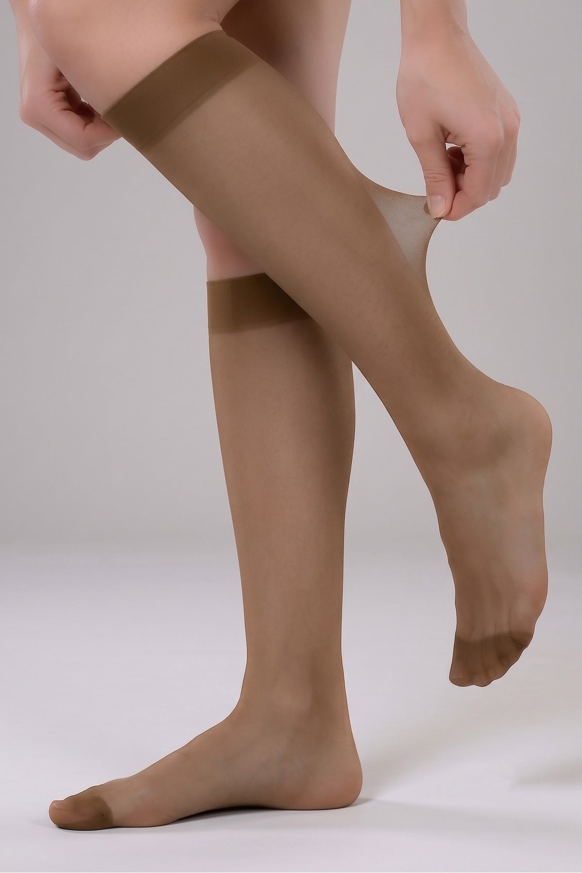 Onion Shell F 15 3-Piece Below Knee Shiny Toe Comfortable Elastic Socks - MALLTURK