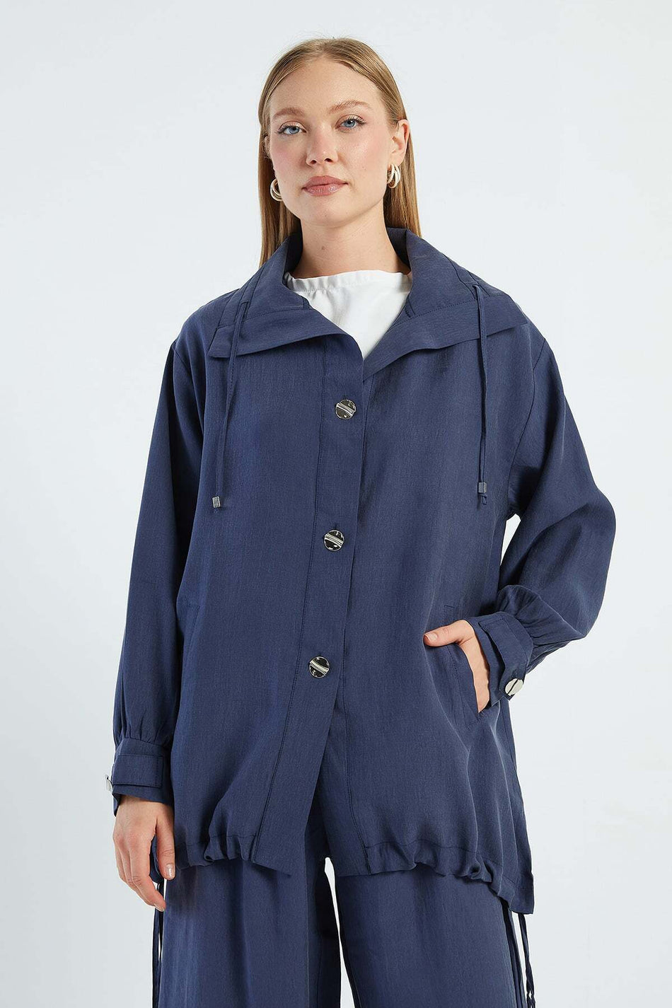Oversized Trench Coat with Buttoned Stopper - MALLTURK