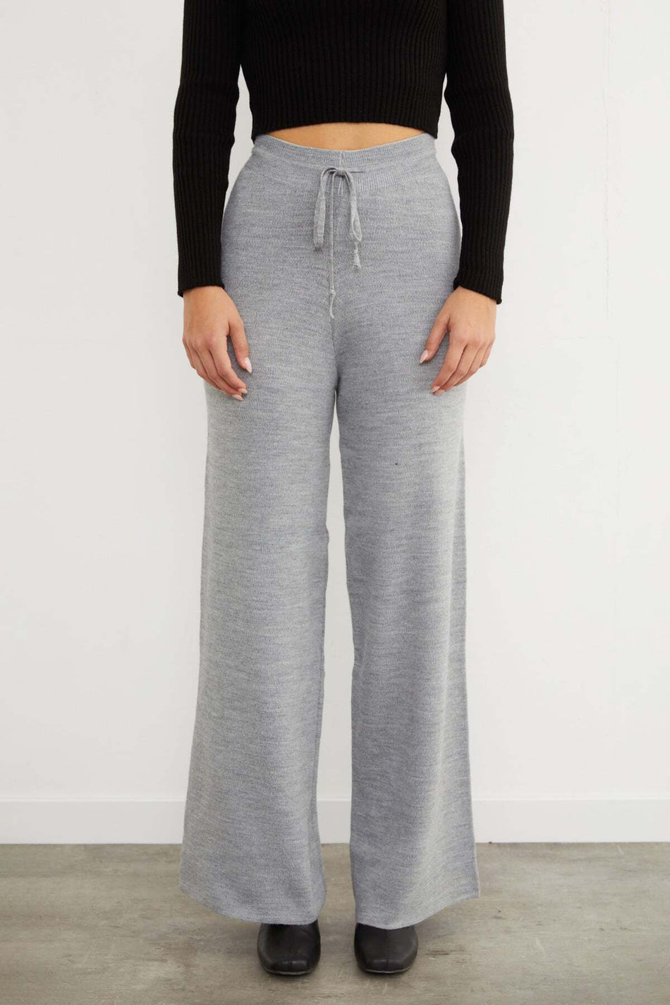 Palazzo Knitwear Trousers with Elastic Waist - MALLTURK