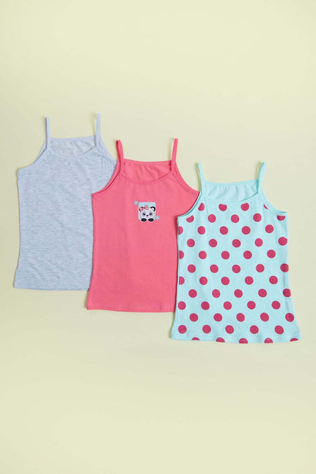Panda Printed 3-Piece Girl's Undershirt - MALLTURK