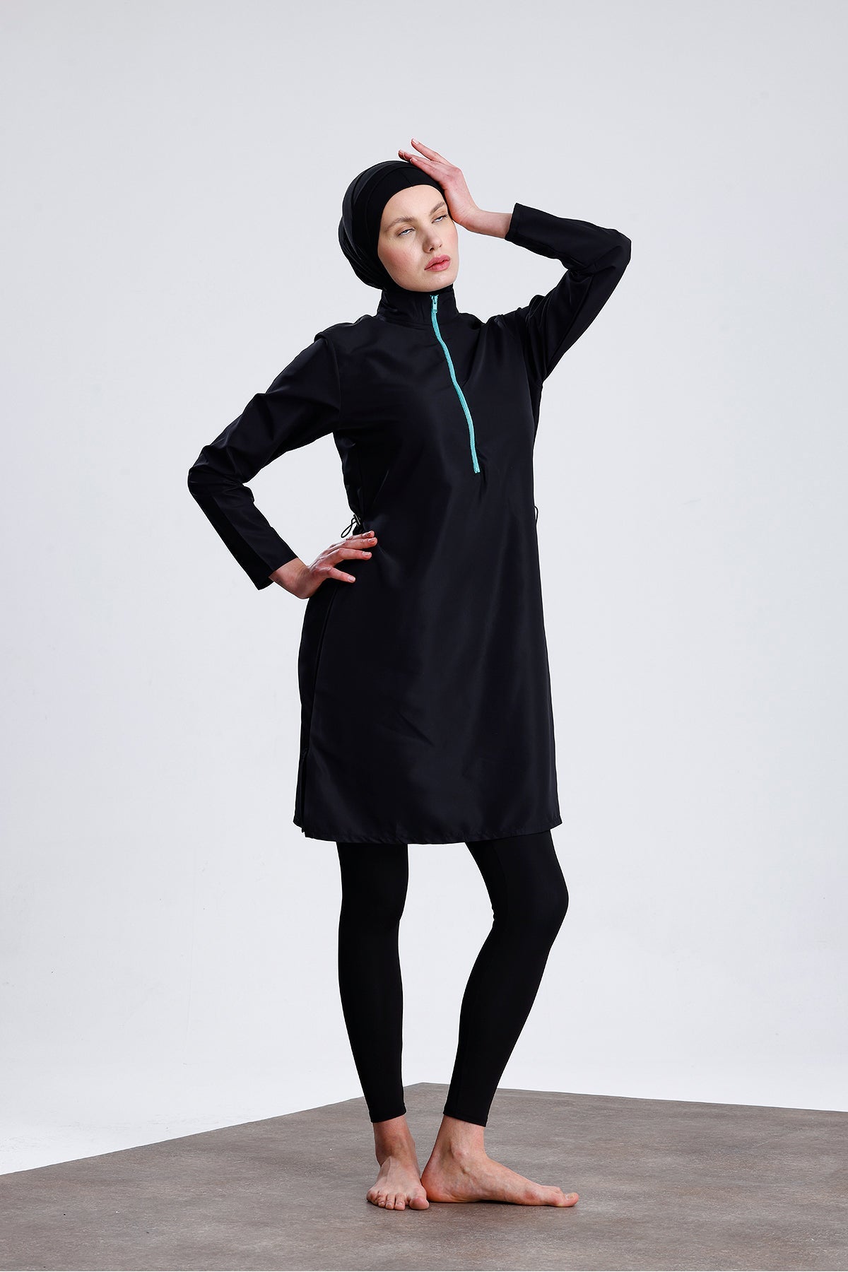 Parachute Fabric Zippered Hijab Swimsuit Water-Repellent - MALLTURK