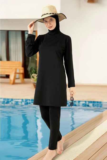 Pareolu Full Covered Hijab Swimsuit Lycra Fabric - MALLTURK